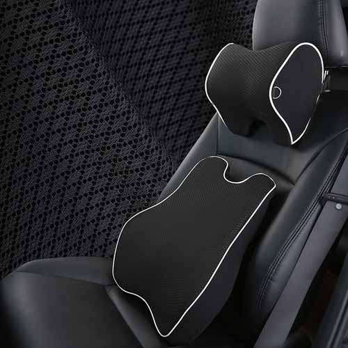 Travel Car Foam Headrest Neck and Lumbar Backrest Car Washable Accessories Cover