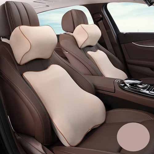 Car Memory Foam Back Cushion Orthopedic Lumbar Headrest Neck Pillow Set